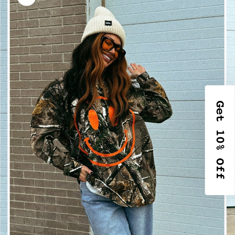 Dressed in LALA Camouflage Smiley Face Top